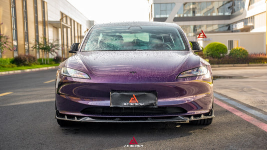Tesla Model 3 Highland 2024-ON with Aftermarket Parts - Front Lip Dry Pre-preg Carbon Fiber from ArmorExtend