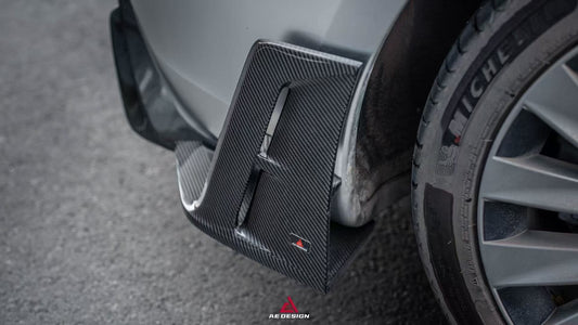 Tesla Model 3 Highland / Performance 2024-ON with Aftermarket Parts - AE Style Rear Diffuser & Canards Carbon Fiber from ArmorExtend