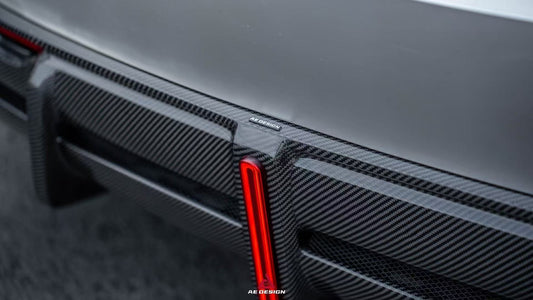 Tesla Model 3 Highland / Performance 2024-ON with Aftermarket Parts - AE Style Rear Diffuser & Canards Carbon Fiber from ArmorExtend