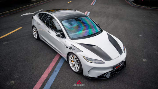 Tesla Model 3 Highland / Performance 2024-ON with Aftermarket Parts - Action Aero Series Front Fenders Carbon Fiber from ArmorExtend