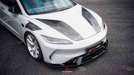 Tesla Model 3 Highland / Performance 2024-ON with Aftermarket Parts - Action Aero Series Hood Bonnet Carbon Fiber from ArmorExtend