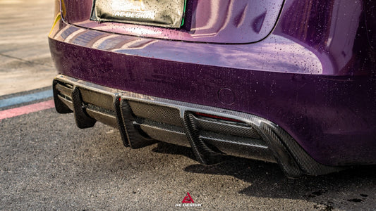 Tesla Model 3 Highland / Performance 2024-ON with Aftermarket Parts - Rear Diffuser Dry Pre-preg Carbon Fiber from ArmorExtend
