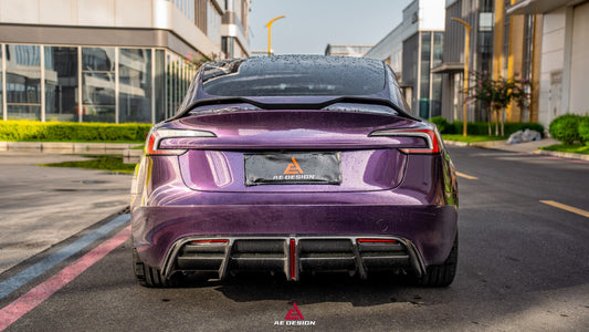 Tesla Model 3 Highland / Performance 2024-ON with Aftermarket Parts - Rear Diffuser Dry Pre-preg Carbon Fiber from ArmorExtend