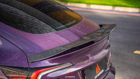 Tesla Model 3 Highland / Performance 2024-ON with Aftermarket Parts - V2 Rear Lip Spoiler Dry Pre-preg Carbon Fiber from ArmorExtend