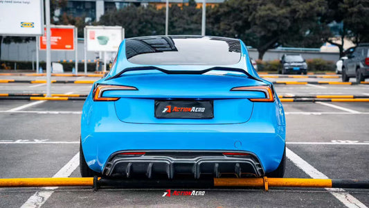 Tesla Model 3 Highland / Performance 2024-ON with Aftermarket Parts - V2 Rear Lip Spoiler Dry Pre-preg Carbon Fiber from ArmorExtend