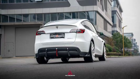 Tesla Model Y 2021 2022 2023 2024 with Aftermarket Parts - Plustic Style Rear Diffuser ABS from ArmorExtend