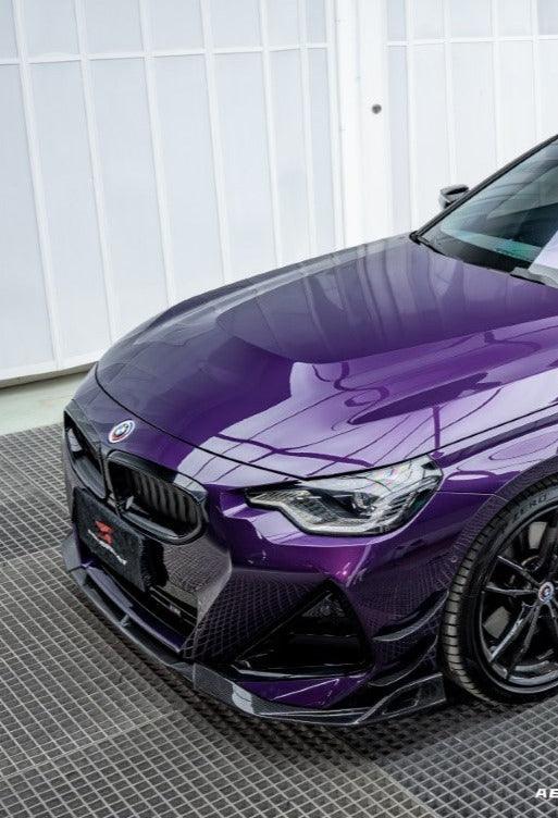 BMW 2 Series G42 230i (With M-Package Bumper) M240i 2022 2023 2024 with Aftermarket Parts - AE Style Front Canards Carbon Fiber from ArmorExtend