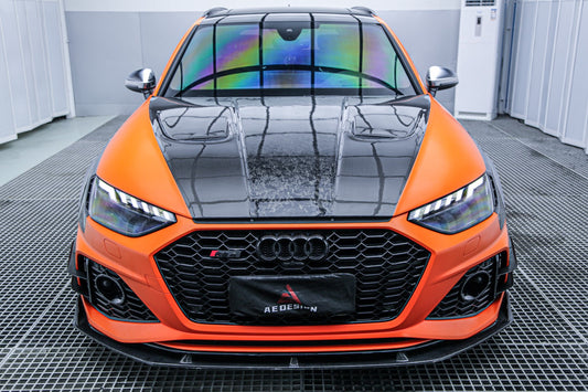 Audi RS4 B9 B9.5 2018 2019 2020 2021 2022 2023 2024 With Aftermarket Parts - AE Front Lip Carbon Fiber from ArmorExtend