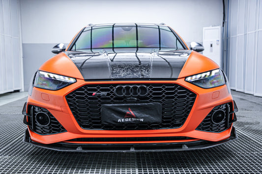 Audi RS4 B9 B9.5 2018 2019 2020 2021 2022 2023 2024 With Aftermarket Parts - AE Front Lip Carbon Fiber from ArmorExtend