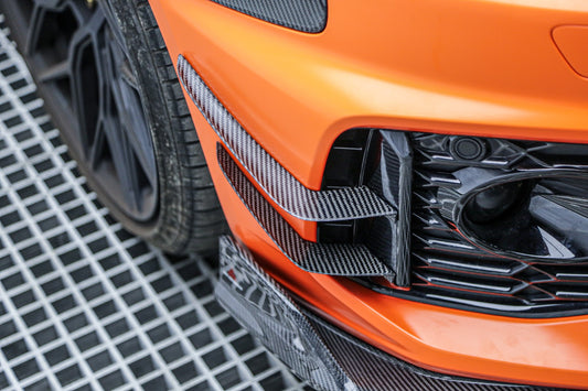 Audi RS4 B9 2018 2019 & RS4 B9.5 2020 2021 2022 2023 2024 With Aftermarket Parts - AE Front Canards Carbon Fiber from ArmorExtend
