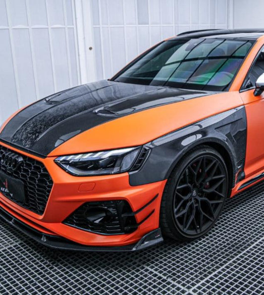 Audi RS4 B9 / B9.5 2018-ON with Aftermarket Parts - AE Vacuumed Carbon Front Fenders from ArmorExtend