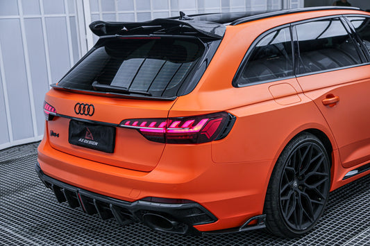 Audi RS4 B9 B9.5 2018 2019 2020 2021 2022 2023 2024 & S4 / A4 Avant B9 B9.5 2017 2018 2019 2020 2021 2022 2023 2024 with Aftermarket Parts - AE Rear Spoiler Carbon Fiber from ArmorExtend