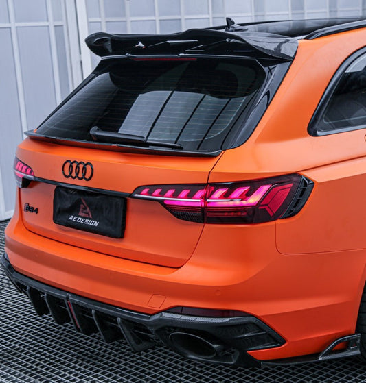 Audi RS4 B9 B9.5 2018 2019 2020 2021 2022 2023 2024 & S4 / A4 Avant B9 B9.5 2017 2018 2019 2020 2021 2022 2023 2024 with Aftermarket Parts - AE Rear Spoiler Carbon Fiber from ArmorExtend
