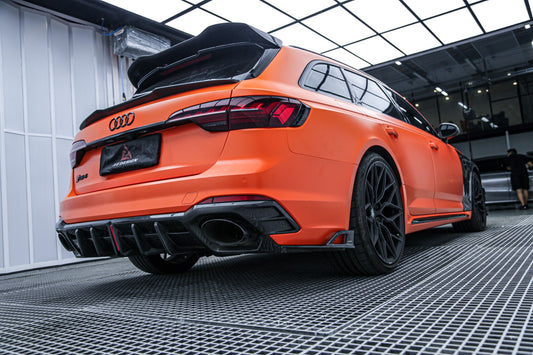 Audi RS4 B9 B9.5 2018 2019 2020 2021 2022 2023 2024 & S4 / A4 Avant B9 B9.5 2017 2018 2019 2020 2021 2022 2023 2024 with Aftermarket Parts - AE Rear Spoiler Carbon Fiber from ArmorExtend