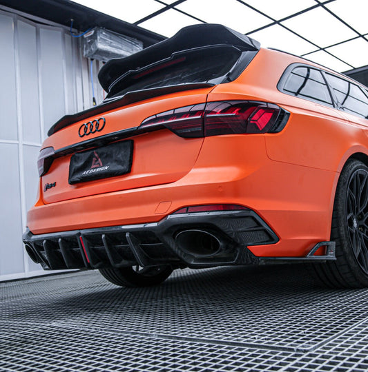 Audi RS4 B9 B9.5 2018 2019 2020 2021 2022 2023 2024 & S4 / A4 Avant B9 B9.5 2017 2018 2019 2020 2021 2022 2023 2024 with Aftermarket Parts - AE Rear Spoiler Carbon Fiber from ArmorExtend
