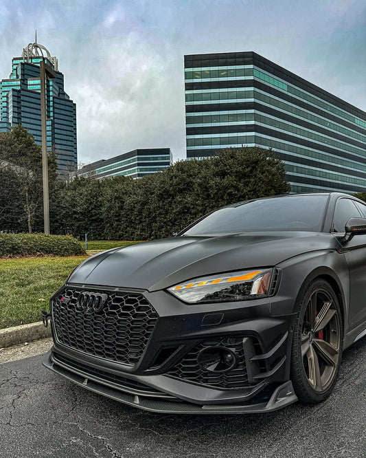 Audi RS5 B9.5 2020 2021 2022 2023 2024 with Aftermarket Parts - AE Style Front Lip Carbon Fiber from ArmorExtend