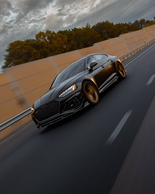 Audi RS5 B9.5 2020 2021 2022 2023 2024 with Aftermarket Parts - AE Style Front Lip Carbon Fiber from ArmorExtend