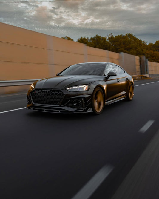 Audi RS5 B9.5 2020 2021 2022 2023 2024 with Aftermarket Parts - AE Style Front Lip Carbon Fiber from ArmorExtend