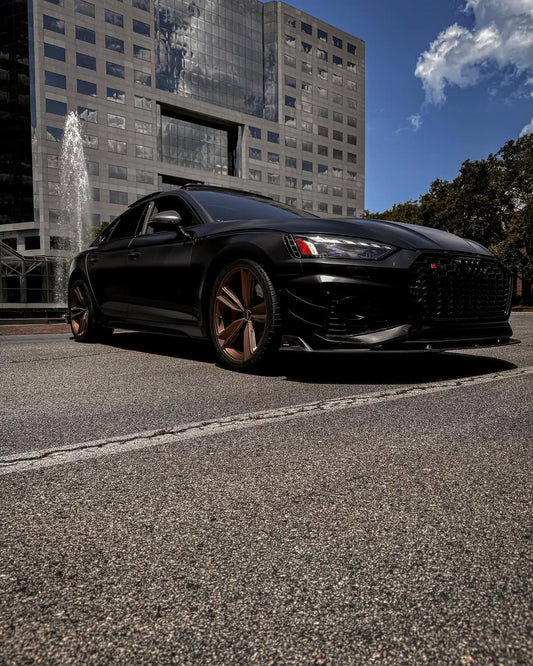 Audi RS5 B9.5 2020 2021 2022 2023 2024 with Aftermarket Parts - AE Style Front Lip Carbon Fiber from ArmorExtend