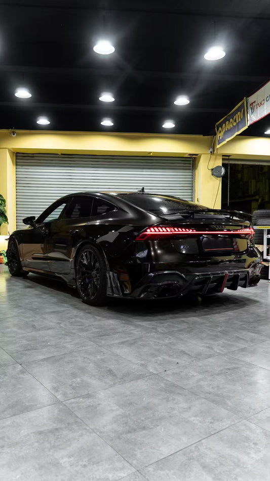 Audi RS6 C8 2020 2021 2022 2023 2024 & RS7 C8 2020 2021 2022 2023 2024 with Aftermarket Parts - AE Rear Diffuser & Canards Carbon Fiber from ArmorExtend