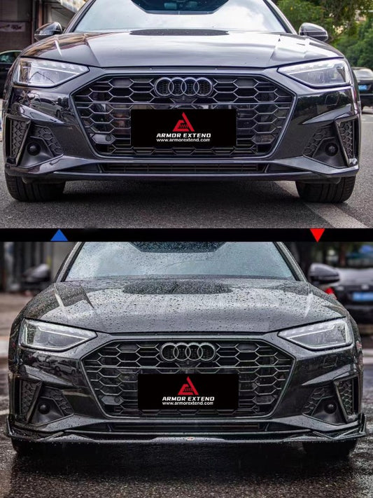 Audi S4 / A4 (With s-line Bumper, does not fit base model) B9.5 2020-ON with Aftermarket Parts - AE V2 Carbon Fiber & ABS Front Lip from ArmorExtend