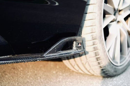 Audi S4 / A4 (With S-line Bumper) B9.5 2020 2021 2022 2023 2024 with Aftermarket Parts - AE / Plustic Style Rear Diffuser & Canards Carbon Fiber / ABS