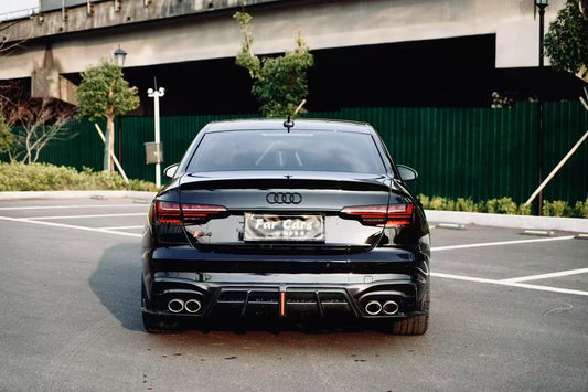 Audi S4 / A4 (With S-line Bumper) B9.5 2020 2021 2022 2023 2024 with Aftermarket Parts - AE / Plustic Style Rear Diffuser & Canards Carbon Fiber / ABS