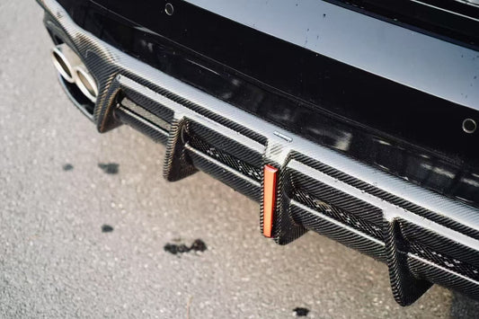 Audi S4 / A4 (With S-line Bumper) B9.5 2020 2021 2022 2023 2024 with Aftermarket Parts - AE / Plustic Style Rear Diffuser & Canards Carbon Fiber / ABS