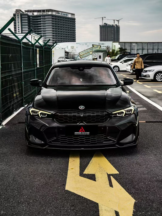 BMW 3 Series 330i (With M-Package Bumper,Does not fit base model) M340i LCI G20 G21 2023 2024 with Aftermarket Parts - AE Style Front Lip Carbon Fiber from ArmorExtend