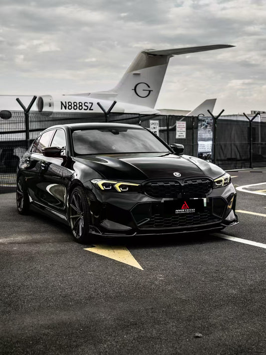 BMW 3 Series 330i (With M-Package Bumper,Does not fit base model) M340i LCI G20 G21 2023 2024 with Aftermarket Parts - AE Style Front Lip Carbon Fiber from ArmorExtend