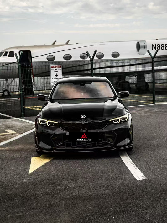 BMW 3 Series 330i (With M-Package Bumper,Does not fit base model) M340i LCI G20 G21 2023 2024 with Aftermarket Parts - AE Style Front Lip Carbon Fiber from ArmorExtend