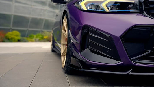 BMW 3 Series 330i (With M-Package Bumper, does not fit base model) M340i LCI G20 G21 2023 2024 with Aftermarket Parts - Plustic Style Front Lip ABS from ArmorExtend