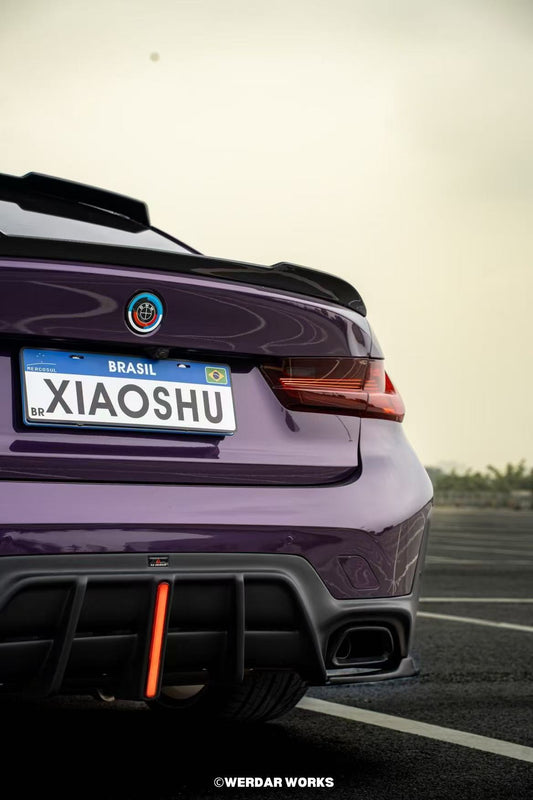 BMW 3 Series 330i (With M-Package Bumper, does not fit base model) M340i G20 G21 LCI 2023 2024 with Aftermarket Parts - Plustic Style Rear Diffuser & Canards ABS from ArmorExtend