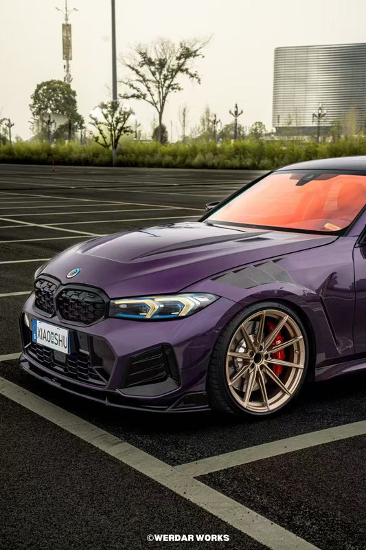 BMW 3 Series 330i (With M-Package Bumper, does not fit base model) M340i LCI G20 G21 2023 2024 with Aftermarket Parts - Plustic Style Front Lip ABS from ArmorExtend