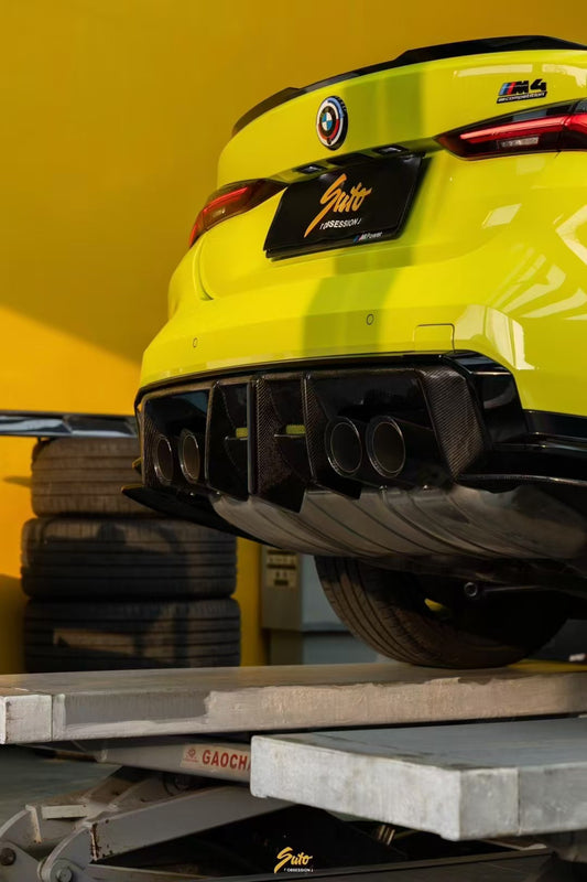 BMW M3 G80 G81 2021 2022 2023 2024 & M4 G82 G83 2021 2022 2023 2024 with Aftermarket Parts - AE V2 Style Rear Diffuser & Canards Carbon Fiber from ArmorExtend