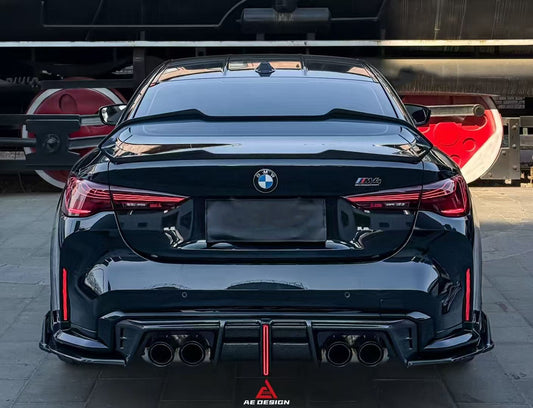 BMW M3 G80 G81 2021 2022 2023 2024 & M4 G82 G83 2021 2022 2023 2024 with Aftermarket Parts - AE V2 Style Rear Diffuser & Canards Carbon Fiber from ArmorExtend