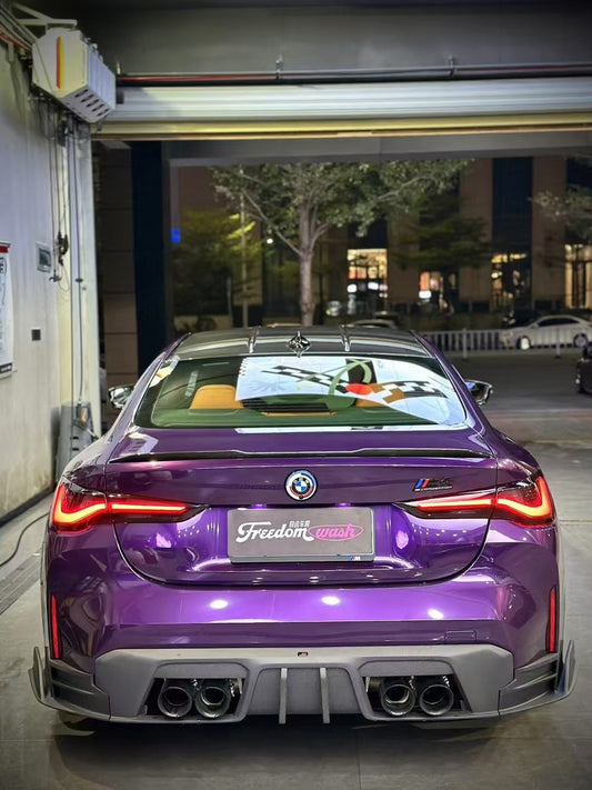 BMW M4 G82 G83 2021 2022 2023 2024 with Aftermarket Parts - AE V1 Style Rear Diffuser & Canards Carbon Fiber from ArmorExtend
