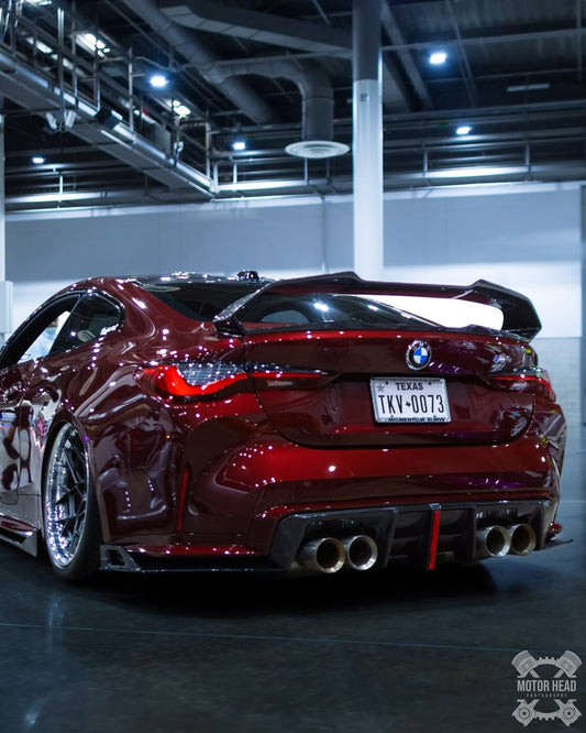 BMW M3 G80 G81 2021 2022 2023 2024 & M4 G82 G83 2021 2022 2023 2024 with Aftermarket Parts - AE V2 Style Rear Diffuser & Canards Carbon Fiber from ArmorExtend