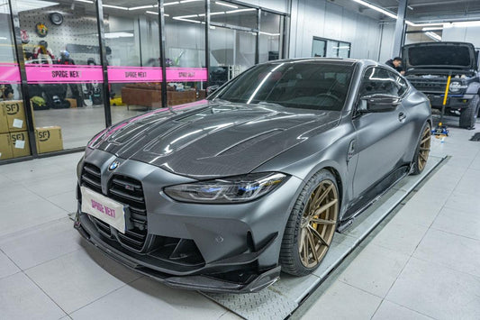 BMW M3 G80 G81 2021 2022 2023 2024 & M4 G82 G83 2021 2022 2023 2024 with Aftermarket Parts - AE Style Front Canards Carbon Fiber from ArmorExtend
