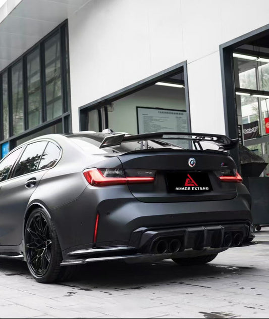 BMW M3 M3C M3CS G80 2021 2022 2023 2024 with Aftermarket Parts - AE V2 Rear Wing Carbon Fiber from ArmorExtend