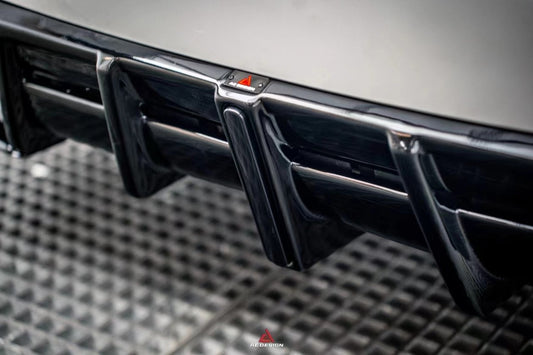 BMW M5/M5C F90 (Fits Both Pre-LCI & LCI) 2018-ON & 5 Series G30 540i M550i (With M-Package Bumper) G30 G31 (Fits Both Pre-LCI & LCI) 2017-ON with Aftermarket Parts - AE Style ABS Rear Diffuser & Rear Canards from ArmorExtend