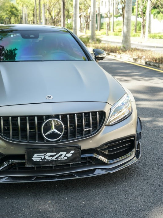 Mercedes Benz C-Class C63S C63 AMG W205 Coupe Convertible 2015 2016 2017 2018 2019 2020 2021 2022 2023 (suitable for both pre-facelift and facelift) with Aftermarket Parts - AE Front Canards Carbon Fiber from ArmorExtend