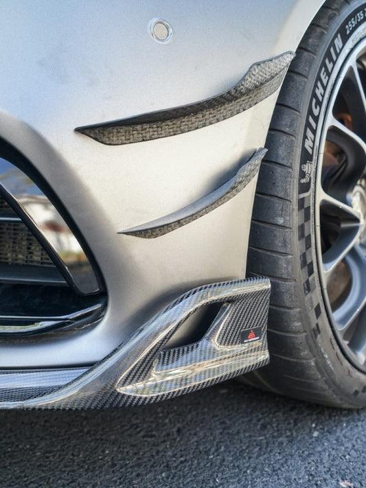 Mercedes Benz C-Class C63S C63 AMG W205 Coupe Convertible 2015 2016 2017 2018 2019 2020 2021 2022 2023 (suitable for both pre-facelift and facelift) with Aftermarket Parts - AE Front Canards Carbon Fiber from ArmorExtend