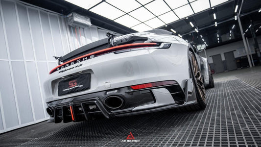 Porsche 911 992 Carrera/4/S/4S (Fits Aero Kit / Sport Package Only)2020-ON with Aftermarket Parts-ART Style Carbon Fiber Rear Diffuser Canards from Armorextend