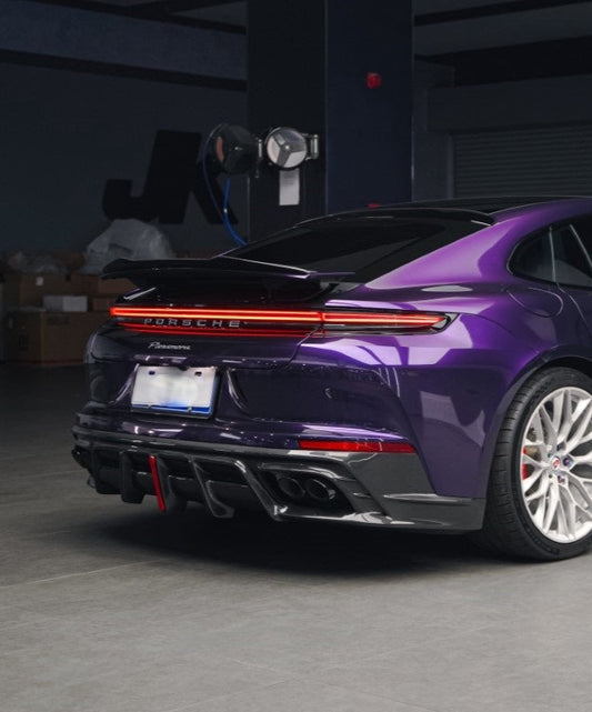 Porsche Panamera 976 Base 4 4S E-Hybird GTS Turbo 2024-ON with Aftermarket Parts - AE Desgin ART Rear Diffuser Carbon Fiber from ArmorExtend
