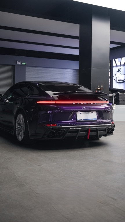 Porsche Panamera 976 Base 4 4S E-Hybird GTS Turbo 2024-ON with Aftermarket Parts - AE Desgin ART Rear Diffuser Carbon Fiber from ArmorExtend