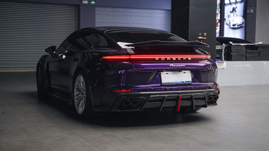 Porsche Panamera 976 Base 4 4S E-Hybird GTS Turbo 2024-ON with Aftermarket Parts - AE Desgin ART Rear Diffuser Carbon Fiber from ArmorExtend