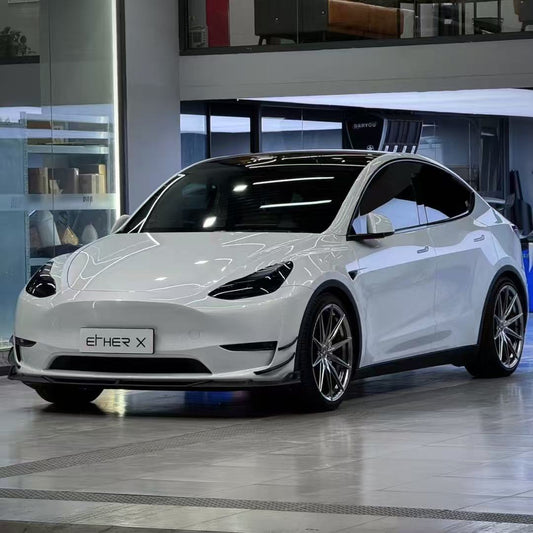 Tesla Model Y 2020 2021 2022 2023 2024 with Aftermarket Parts - AE Style Front Lip Carbon Fiber from ArmorExtend
