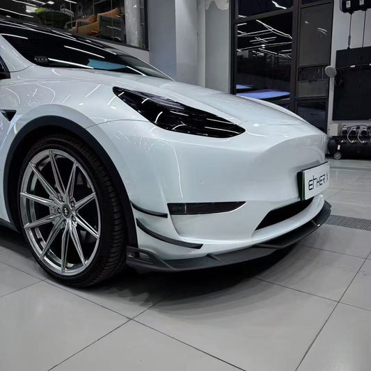 Tesla Model Y 2020 2021 2022 2023 2024 with Aftermarket Parts - AE Style Front Lip Carbon Fiber from ArmorExtend