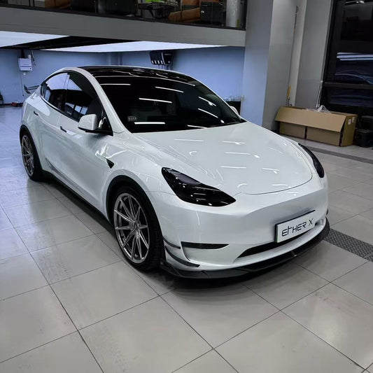 Tesla Model Y 2020 2021 2022 2023 2024 with Aftermarket Parts - AE Style Front Lip Carbon Fiber from ArmorExtend